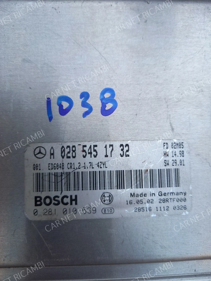 A0285451732 CENTRALINA MOTORE MERCEDES-BENZ VANEO 414 1.7 CDI BOSCH 0281010539 - Immagine 2 di 4