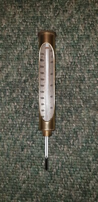 Vintage Industrie Messing Thermometer Messgerät Grad F & C Zugmaschine
