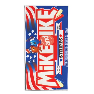Retro Style Mike & Ike Featured Flavor Stripes Box Cherry Blueberry Beach Towel