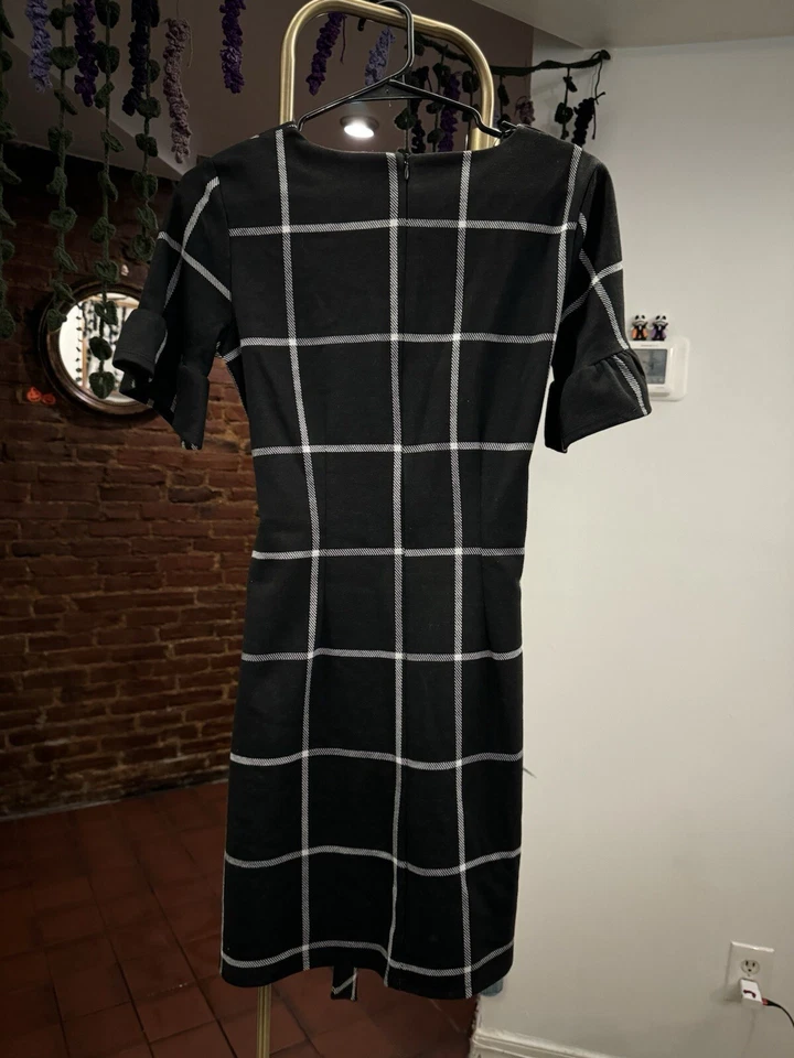 NY коллекции миниатюрный размер PS черный и белый шашки узор платье - шикарный и стильный - Изображение 2 из 4