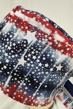 Men/Women Surgical Scrub Cap Lined Red White and Blue Star  Stripes Patriotic