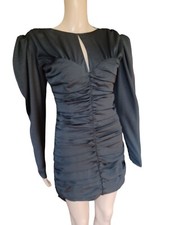 Zara Womens Long Sleeve Black Bodycon Dress Stretchy Knee Length Medium