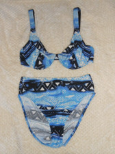 Vintage Venus Swimwear Two Piece Bikini Top C Moderate Fuller High Rise Bottom 8