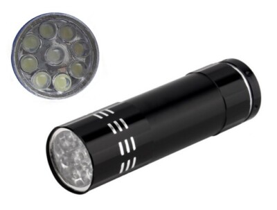 9 LED Ultra Hell Weiß Licht Aluminium Gehäuse Mini Taschenlampe Taschenlampe