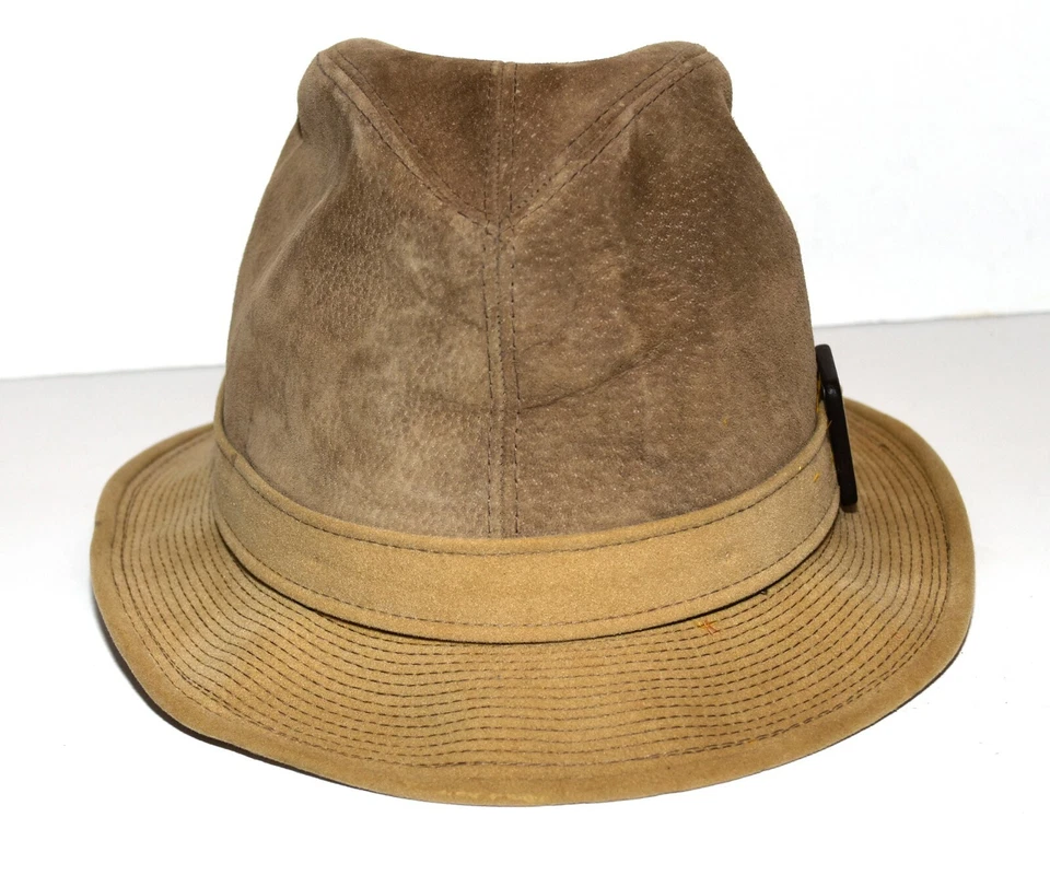 Sombrero Fedora Para Hombre De Colección Dobbs Beige Gamuza con Hebilla Lateral en Banda Talla 7 1/2 Foto 4 de 4