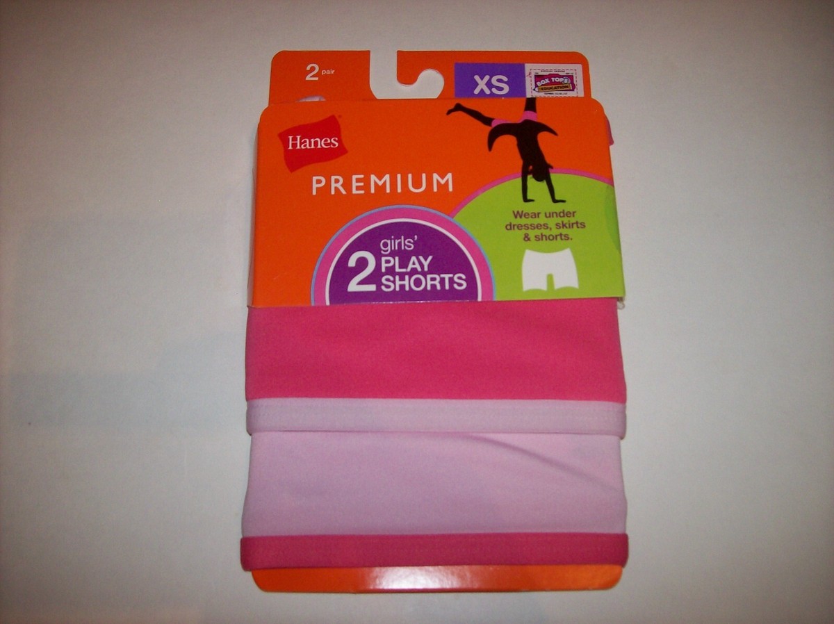 hanes shorts for under dresses Hanes Play Shorts Wear Under Girl 2 Pair Polyester Tagless Sz XS S M L Pink  New