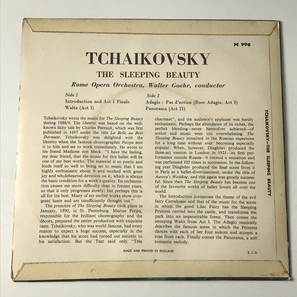 Tchaikovsky/Goehr - The Sleeping Beauty First Press 7" EP Record - M-996 EX/VG+ - Image 2 of 4