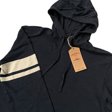 Faherty Sunwashed Slub Hoodie Navy Dume Stripe Mens Size Large 98