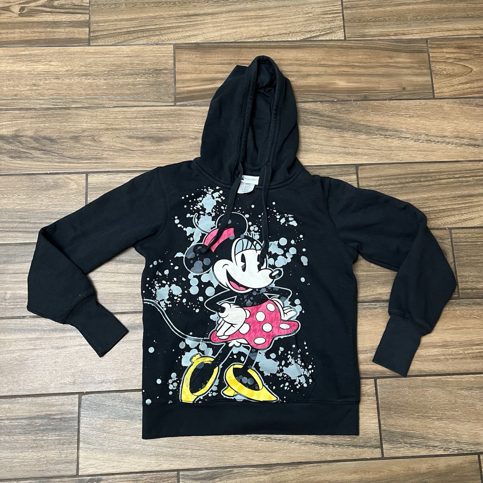Disney Minnie Mouse Graphic Pullover Hoodie Black Womens M