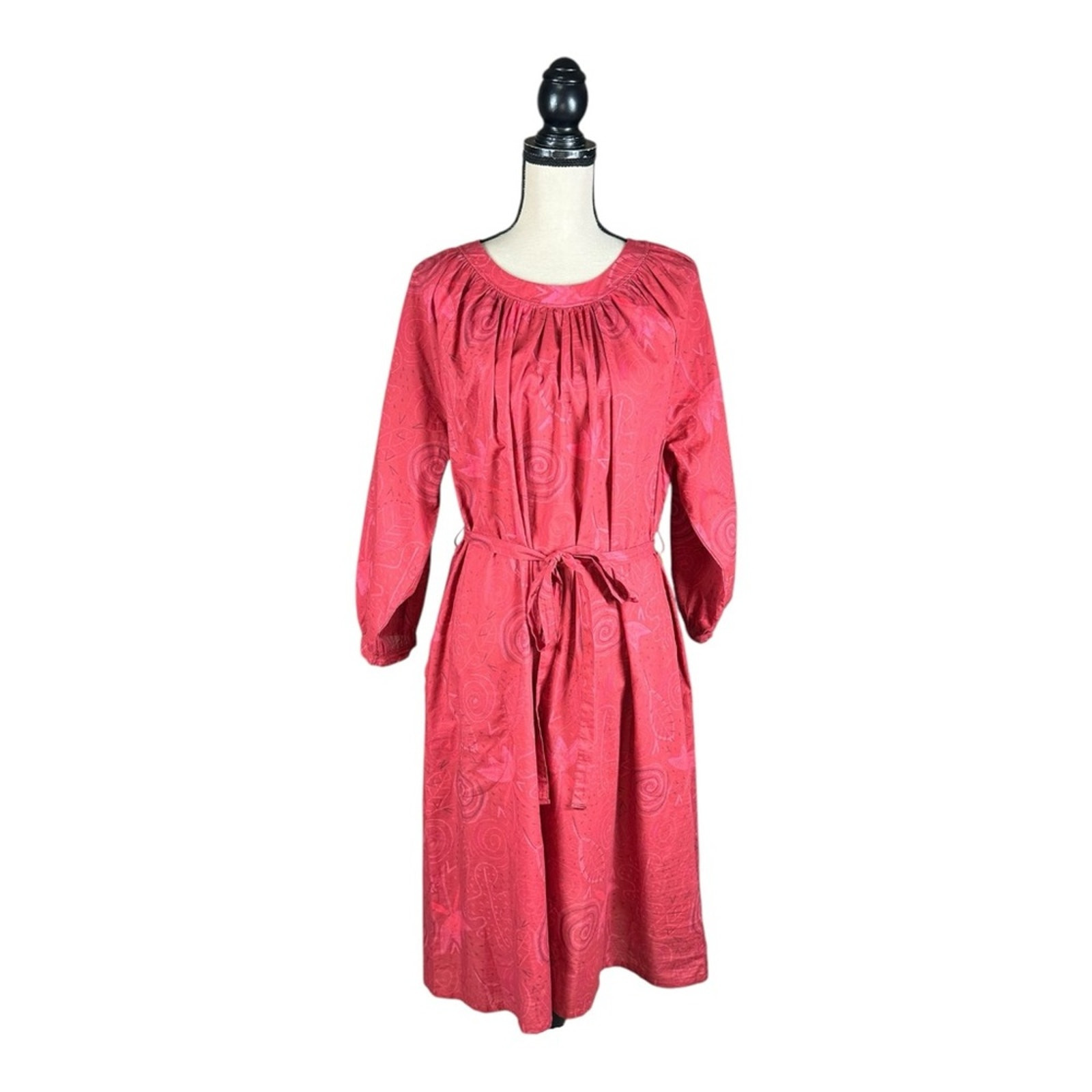 Gudrun Sjoden Organic Cotton Krita Dress With Tie Belt Womens Size Large