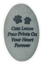 Deep Grey Pet Memorial Pocket Stone Angel Cat Rainbow Bridge Poem 2 Inch