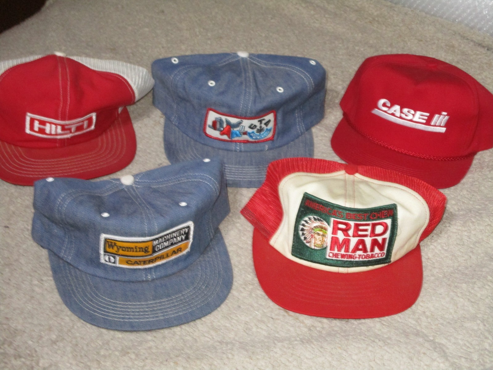 5 Various Advertisement Vintage Snapback Trucker Cap / Hat Made USA (Lot A)