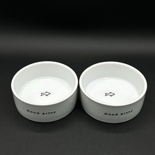 Two Harmony GOOD KITTY Ceramic Cat Food And Water Dishes Fish Design 4.5 Inch