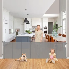 Reinforced 200 Inch Retractable Baby Gate Extra Long Baby Gates for Large Ope...