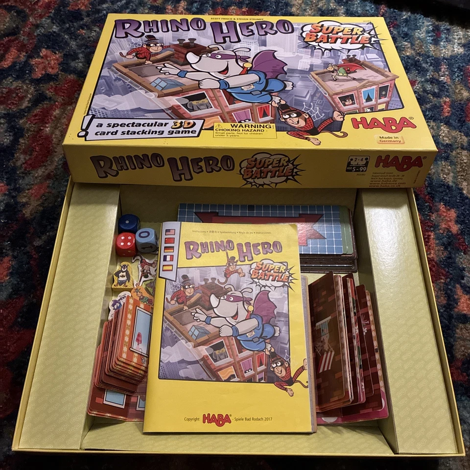 Rhino Hero Super Battle COMPLETO HABA 2017 Piezas de Madera 3D Apilamiento Juego V BUENO Foto 4 de 4