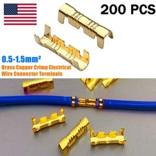 200PCS Copper Ring Terminals Wire Non-Insulated Brass Spade Connectors U Shape