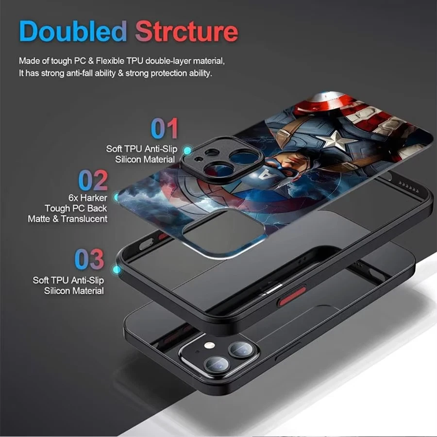 Funda de teléfono Marvel Capitán América para iPhone 16 15 14 13 12 11 Pro Max XR XS Foto 2 de 4