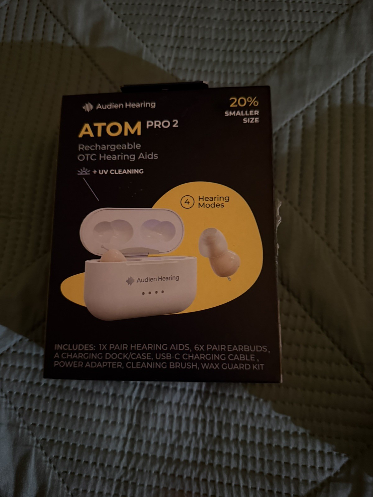 Audien ATOM PRO 2 Wireless Rechargeable OTC Hearing Aid New Sealed