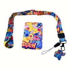Disney Stitch Lilo  Stitch Cartoon Character Colorful Lanyard ID Badge Holder