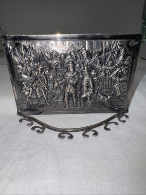 RARE - Vintage Tin/silver Plate spoon holder Rembrandt s The Night Watch
