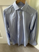Eton Shirt Mens 15.5” Blue Geometric Contemporary Dress Cotton Long Sleeve