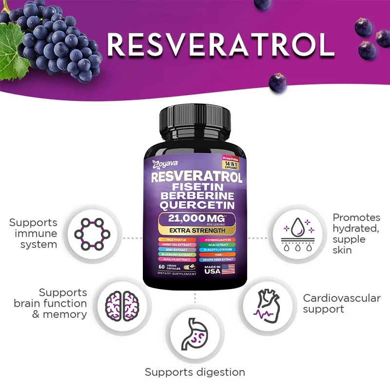 Cápsulas de suplemento de resveratrol: apoyan la función inmune y reducen la oxidación. Foto 3 de 4