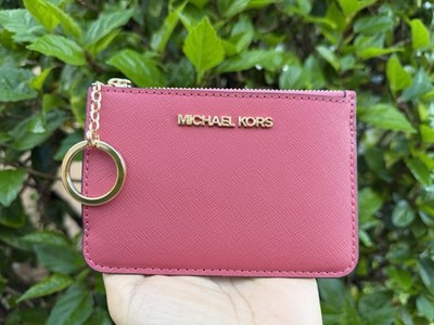 Michael Kors Jet Set Coin Pouch ID Holder Card Case Wallet Light