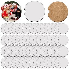 64Pcs Sublimation Car Coasters Blanks with Cork Back 2.75 inch MDF 64 Pcs