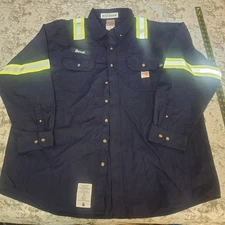 Carhartt FR Shirt Men's Size 2XL XXL Hi-Viz Reflective CAT2 Long Sleeve ButtonUp