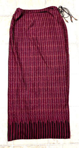 VTG Lauren Ralph Lauren sz 4 Maxi Wrap Skirt silk & linen blend brick red 0914