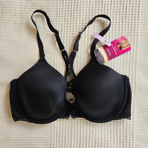 Maidenform Racerback Bra 32D Black Lace Smoothing SmartZone Cups New