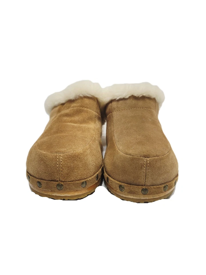 Zuecos de piel de oveja Ugg Kalie tacón de madera zapatos sin cordones marrón para mujer talla 12 Foto 3 de 4