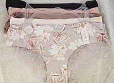 Danskin 5 No Show Panties L Lace Back Floral, Solid, Black, Pink More SHIPS FREE