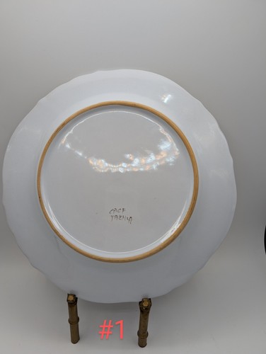 Dinner Plate Garofano Blue Carnation Handpainted 10.5" Vintage Faenza Italy - Picture 3 of 12