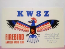 QSL card Hamilton OH firebird amateur radio club 1987