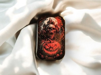 Haunted House   Skull & Pumpkin   Blood Moon Horror Magnet