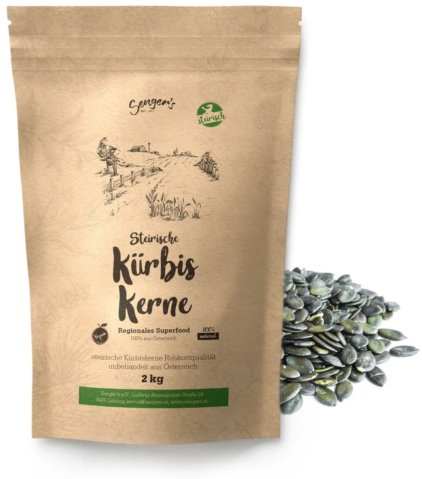2 kg steirische Kürbiskerne Kürbiskern Rohkostqualität unbehandelt vegan 2.000g - Bild 2 von 4