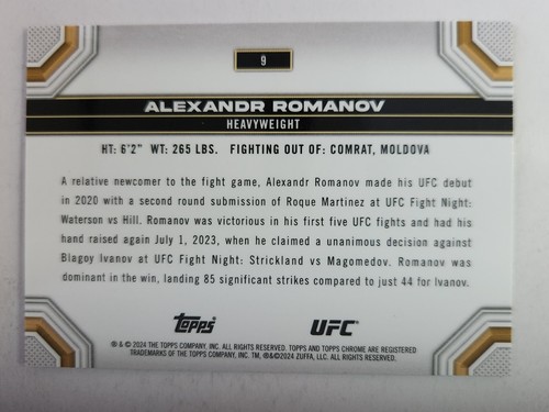 2024 Topps Chrome UFC - X-Fractor #9 ALEXANDR ROMANOV - Picture 2 of 2