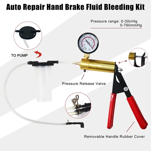Hand Held Vacuum Pressure Pump Tester Set Brake Fluid Bleeder Bleeding Kit + Box - Picture 7 of 23
