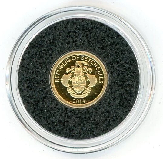 2014 Seychelles Gold Coin Sea Turtle Giant Tortoise Fauna Proof Wildlife Rupees - Image 4 of 4