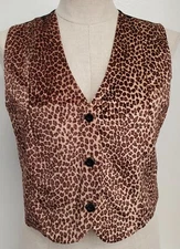 Vintage Sostanza Vest Cheetah~Animal Print Womens 3 Button Front S/M Made in USA