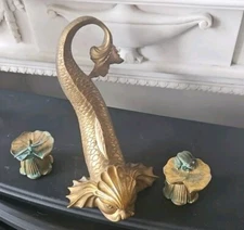 P.E. Guerin - Deck Mount Tub Faucet  Frog/Dragonfly Valves Gold-Plated/VerdiGris