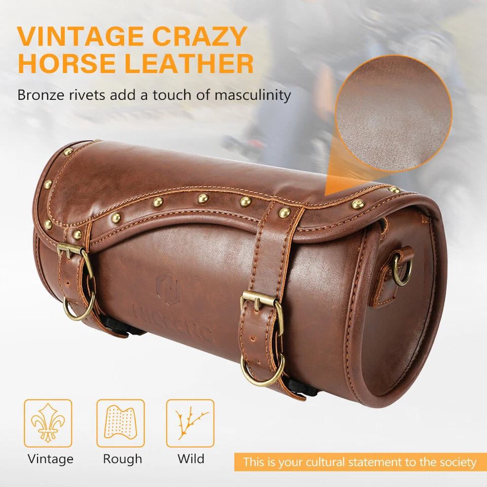 Waterproof Motorcycle Front Fork Tool Bag Luggage Handlebar Saddlebag For Harley - Image 3 of 4