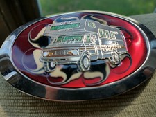 Awesome 3 3/4" Vintage Winnebago Motor Home Red Enamel Belt Buckle