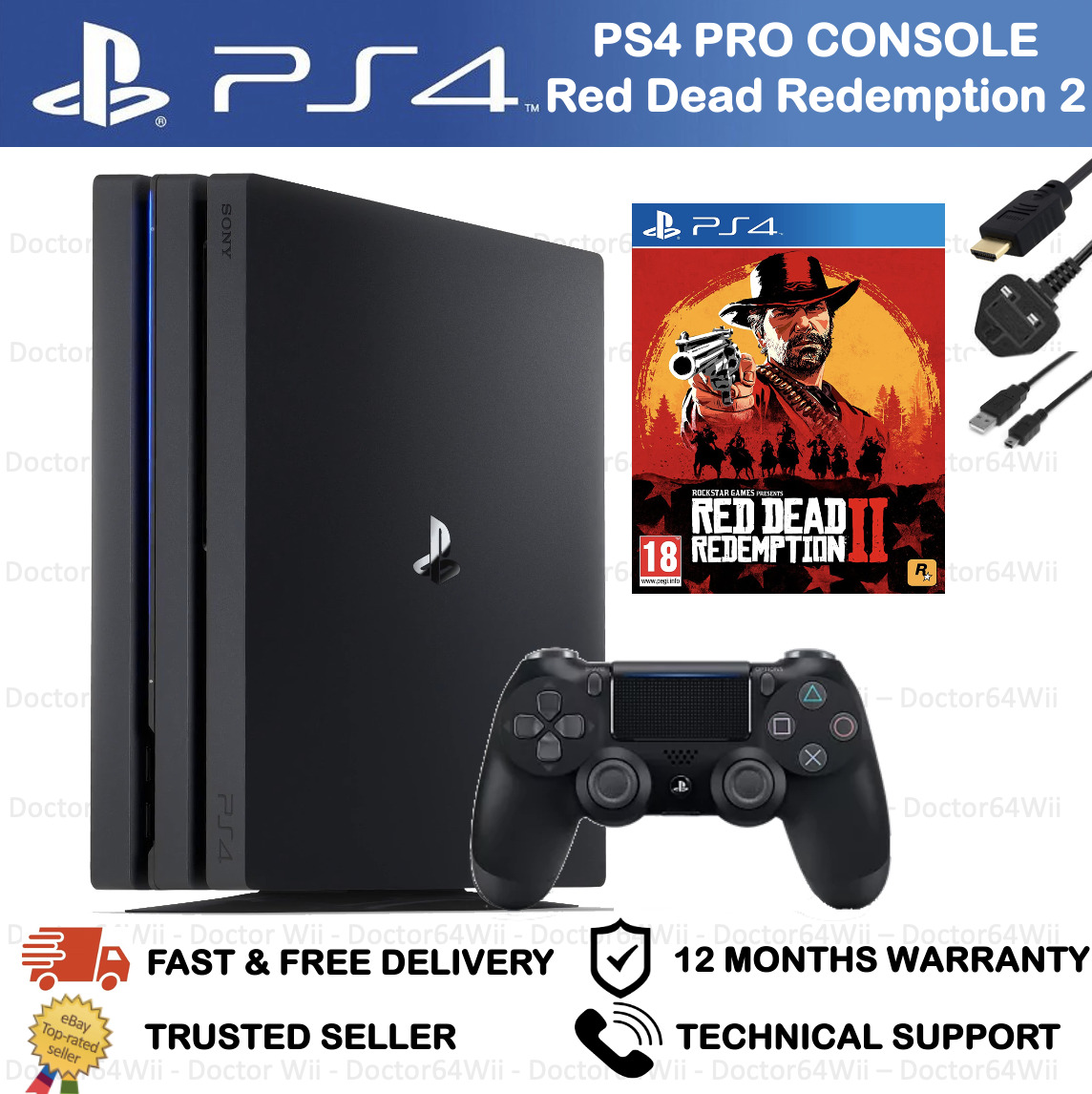 Console PlayStation 4 Pro 1TB Red Dead Redemption 2 Bundle : :  Games e Consoles