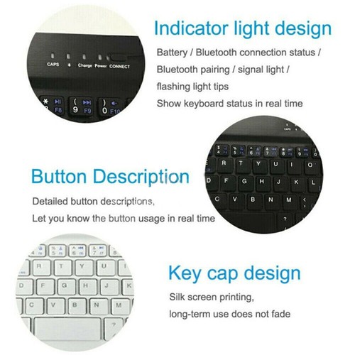 For Android 7" 8" 9" 10.1" Tablets Leather Case Wireless Keyboard Stand Cover AU - Picture 3 of 14