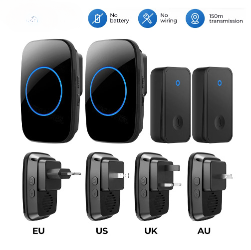 Self Powered Waterproof Wireless Door Bell Kit Smart Home No Battery Receiver