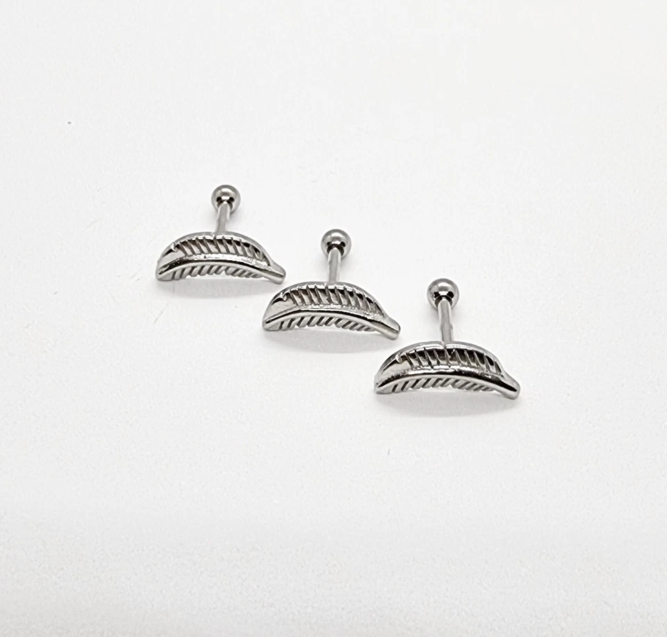 Piercing piuma in acciaio inossidabile orecchino per elice lobo in argento - Immagine 3 di 4