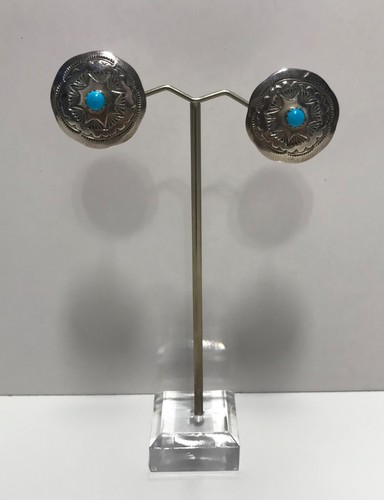 Navajo Native American Sterling Silver Turquoise Stud Earrings