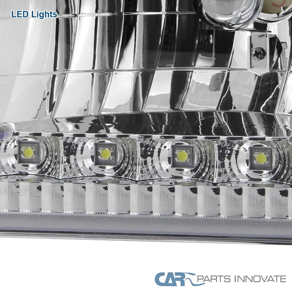 Fit 92-07 Ford E150 E250 E350 E450 Econoline Van Chrome Clear LED Headlights Set Foto 4 de 4